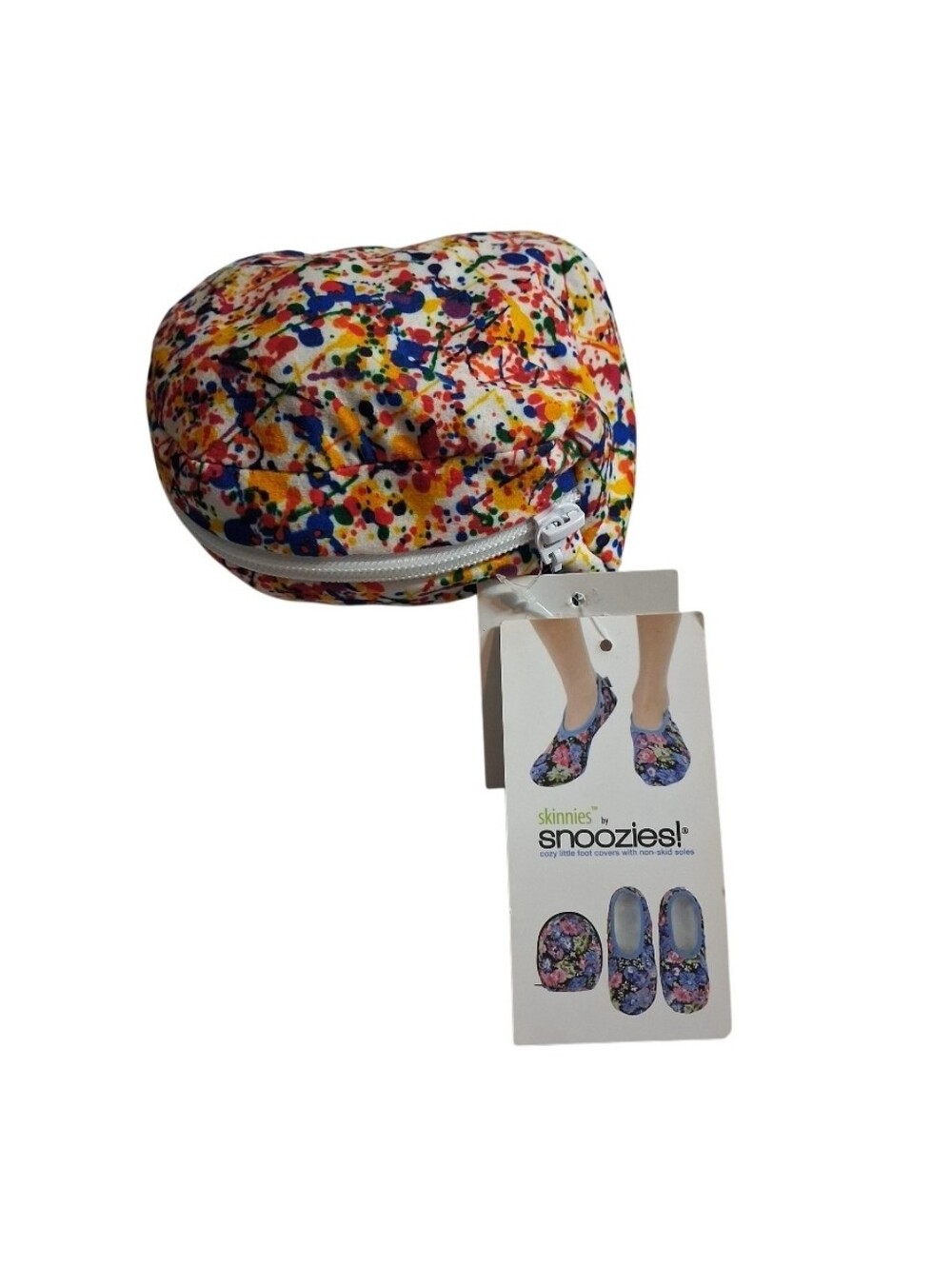 Snoozies Skinnies Slipper Socks for Women Size Medium 7-8 Paint Splatter Travel